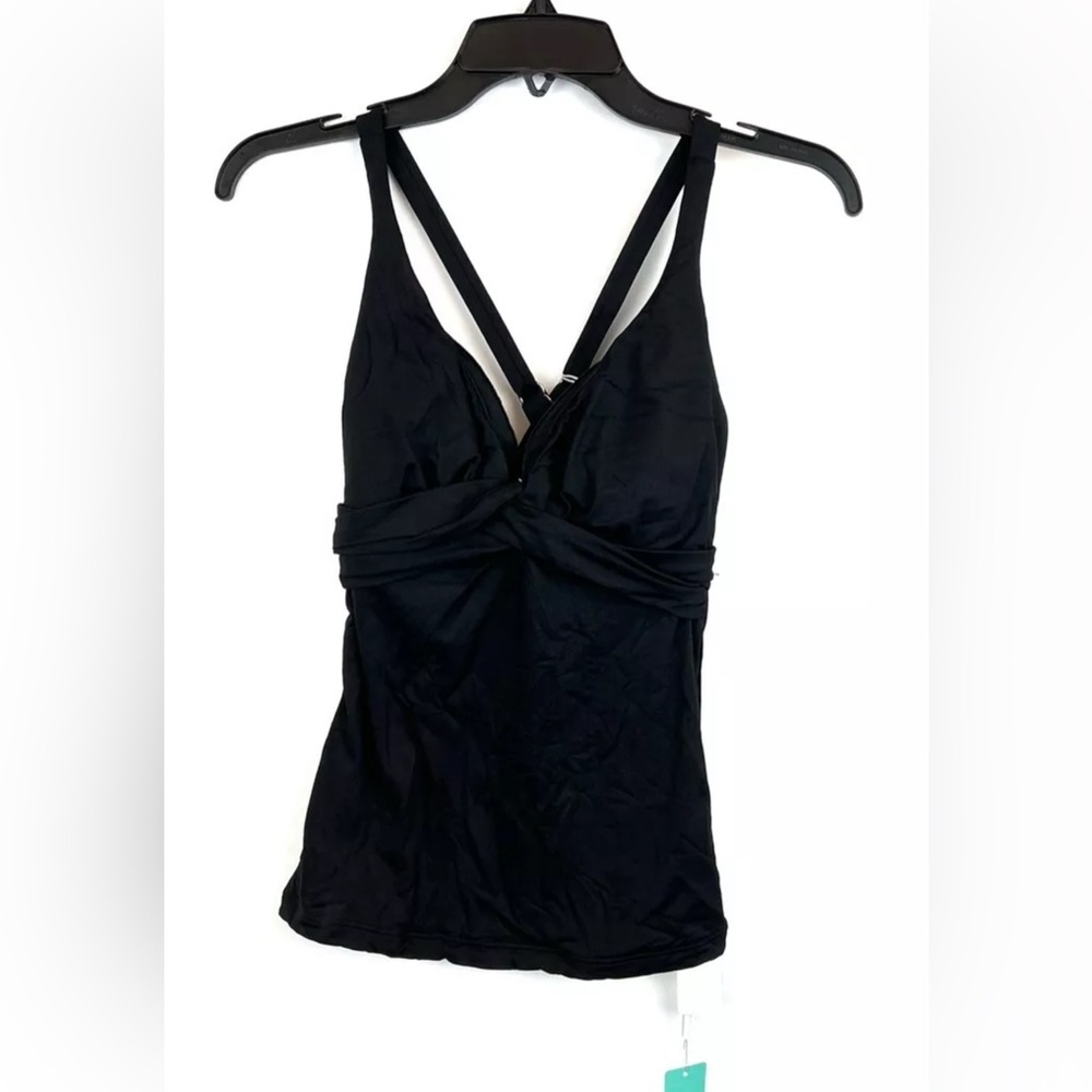 Seafolly Women’s DD Cup Black Wrap Front Singlet Tankini Top Size 6